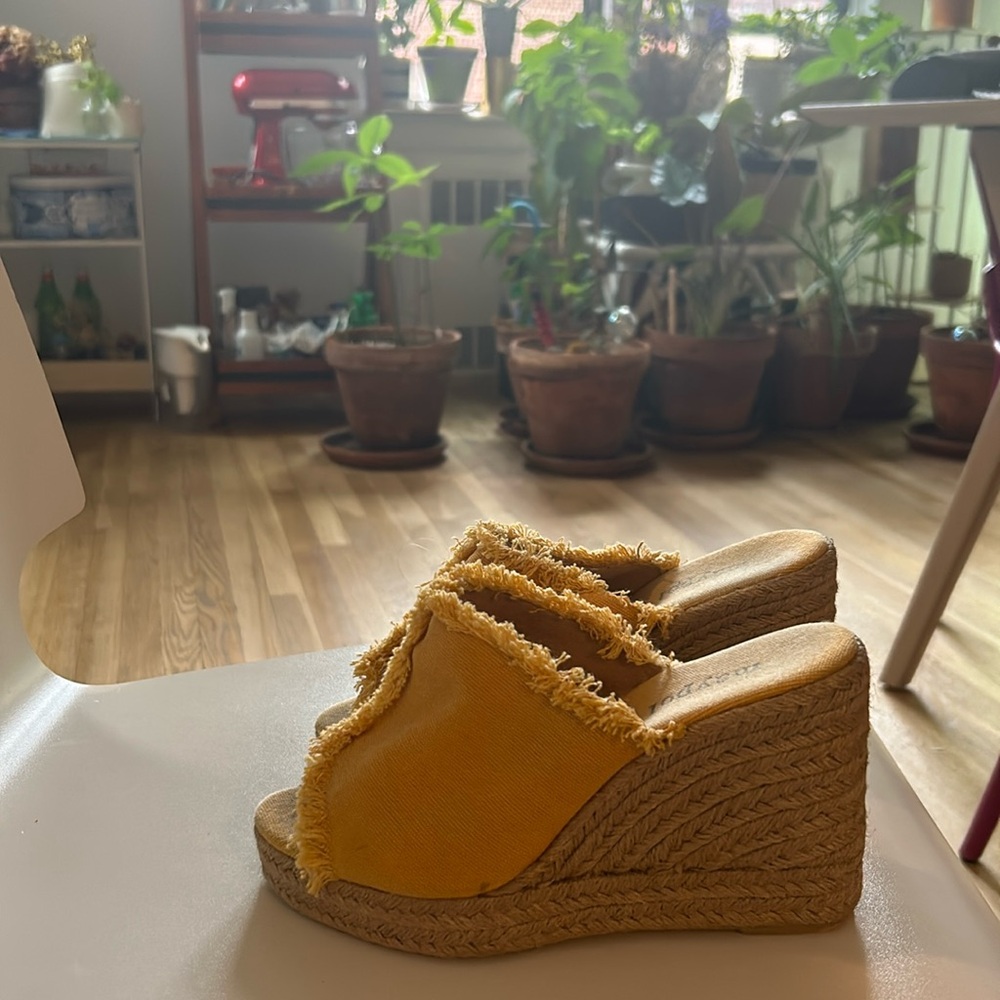 Maypol mustard yellow wedge sandals
